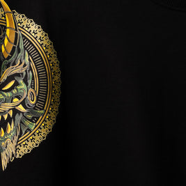 BUYBOT “Golden Oni” Oversized Graphic Tee – Black Edition
