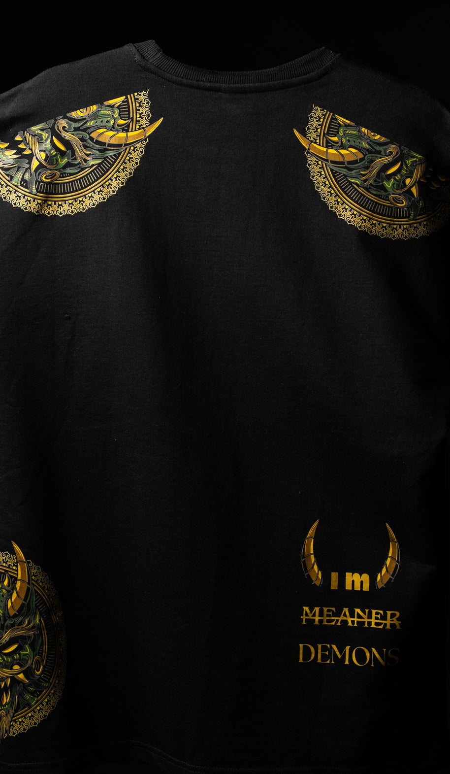 BUYBOT “Golden Oni” Oversized Graphic Tee – Black Edition