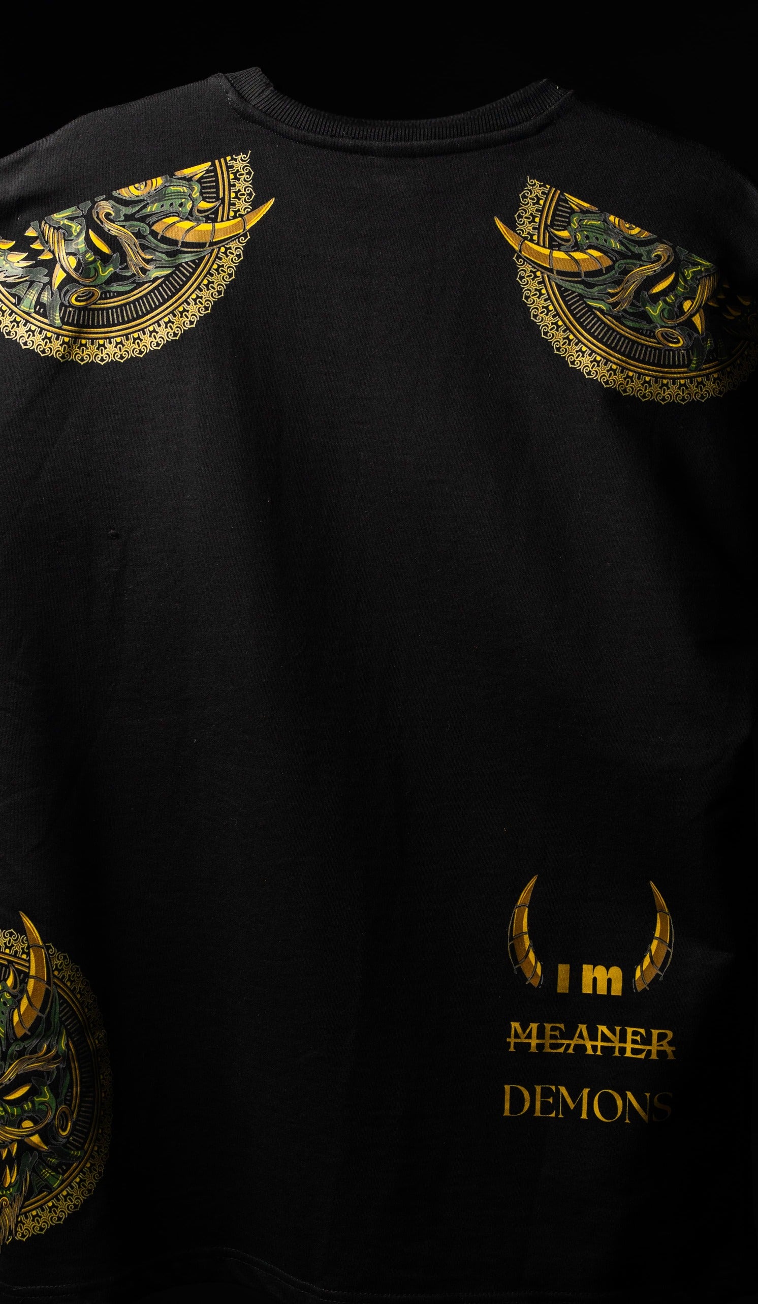 BUYBOT “Golden Oni” Oversized Graphic Tee – Black Edition