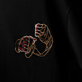 BUYBOT “Bandaged Rage” Embroidered Oversized Tee – Black Edition