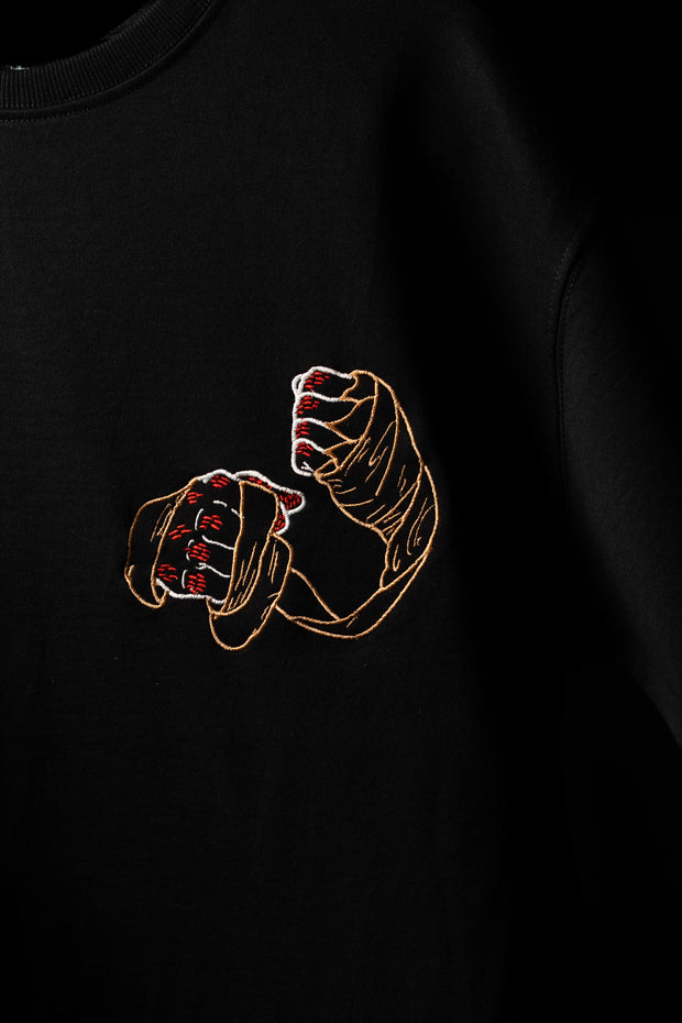 BUYBOT “Bandaged Rage” Embroidered Oversized Tee – Black Edition