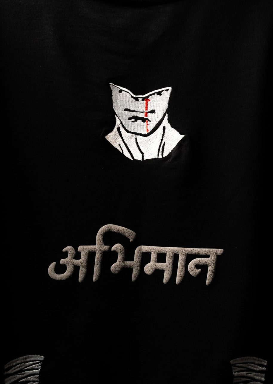 BUYBOT “Abhimaan” Embroidered Oversized Tee – Pride in Scars
