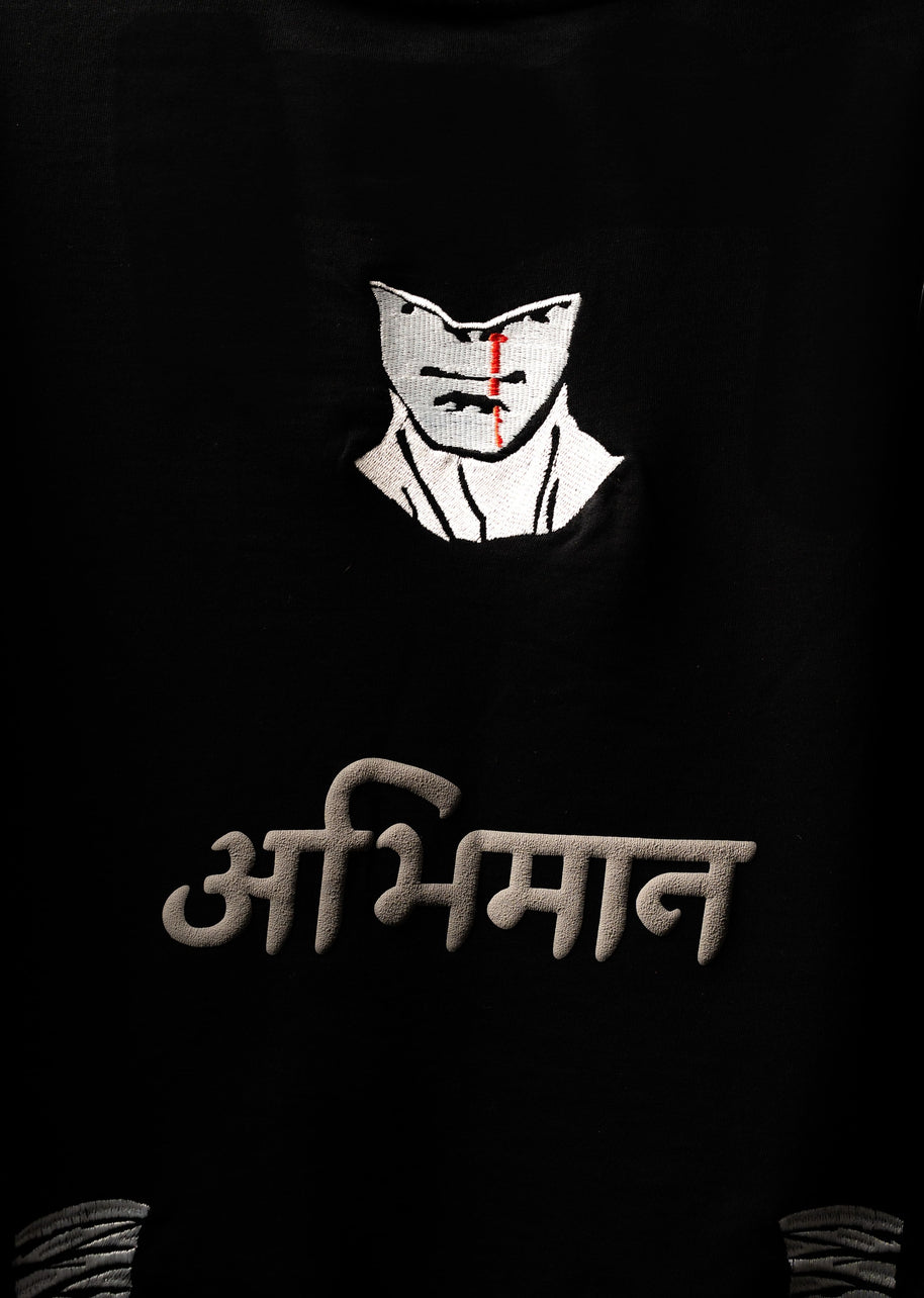 BUYBOT “Abhimaan” Embroidered Oversized Tee – Pride in Scars