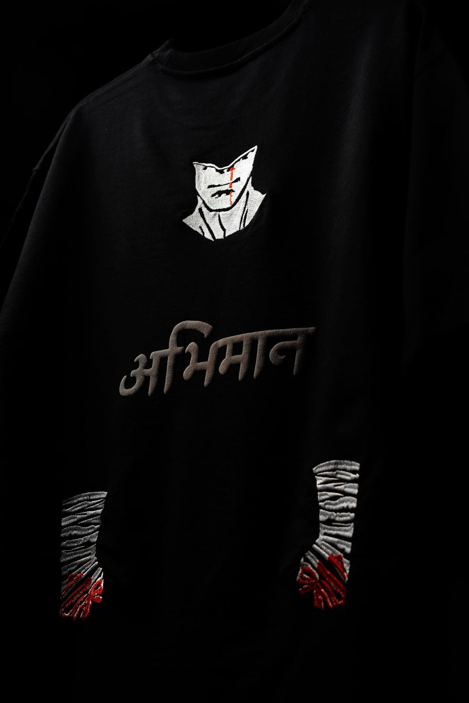 BUYBOT “Abhimaan” Embroidered Oversized Tee – Pride in Scars
