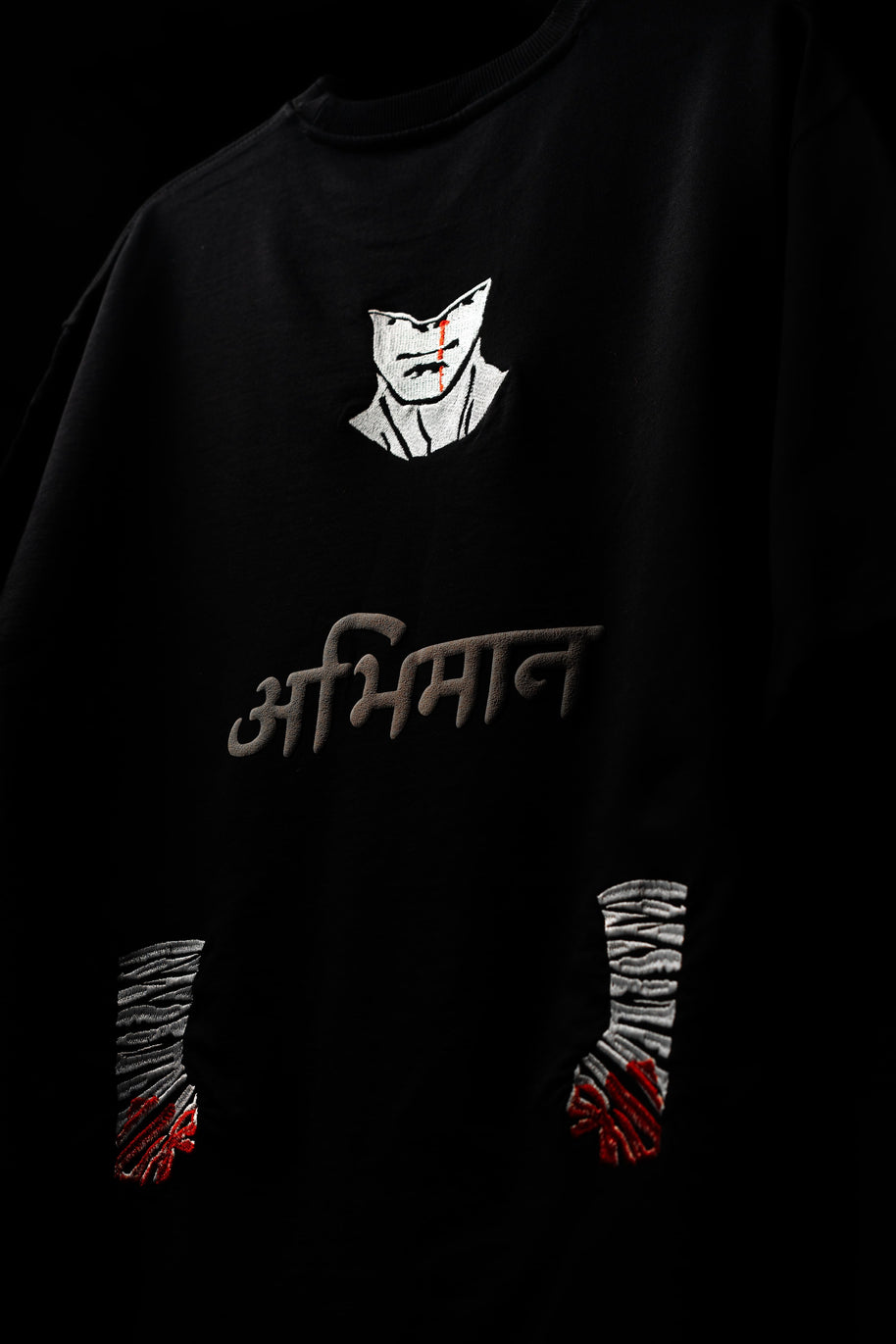 BUYBOT “Abhimaan” Embroidered Oversized Tee – Pride in Scars
