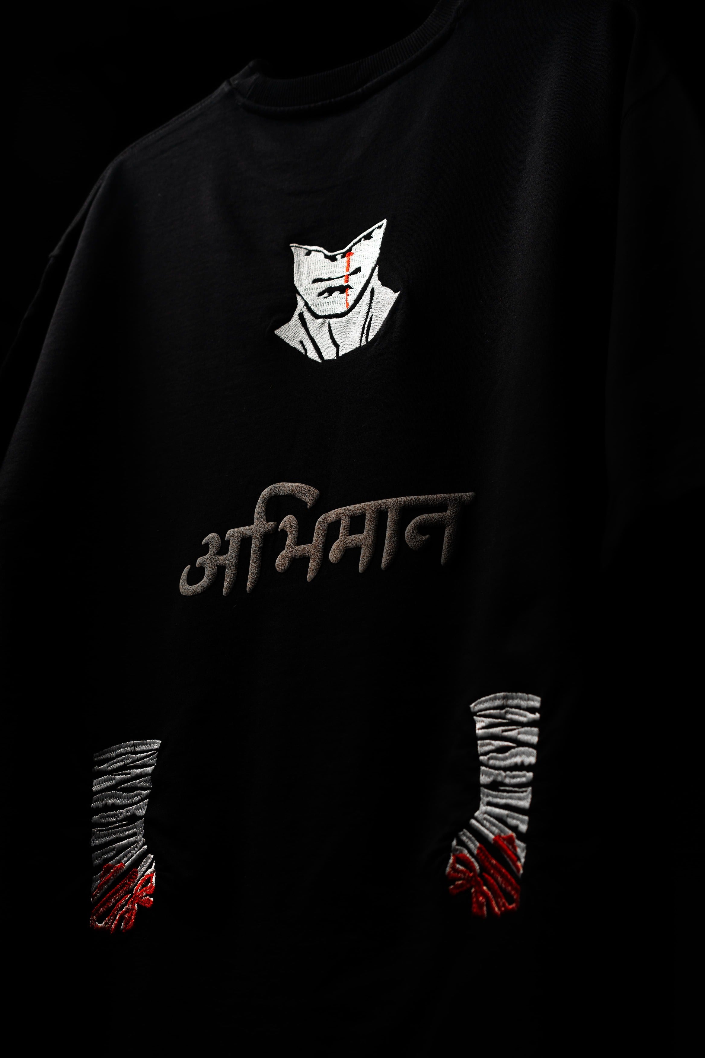 BUYBOT “Abhimaan” Embroidered Oversized Tee – Pride in Scars