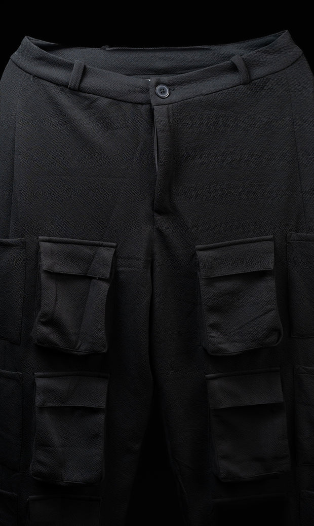 Men’s Black 4-Pocket Cargo Co-ord Set (T-Shirt & Cargo Pants)