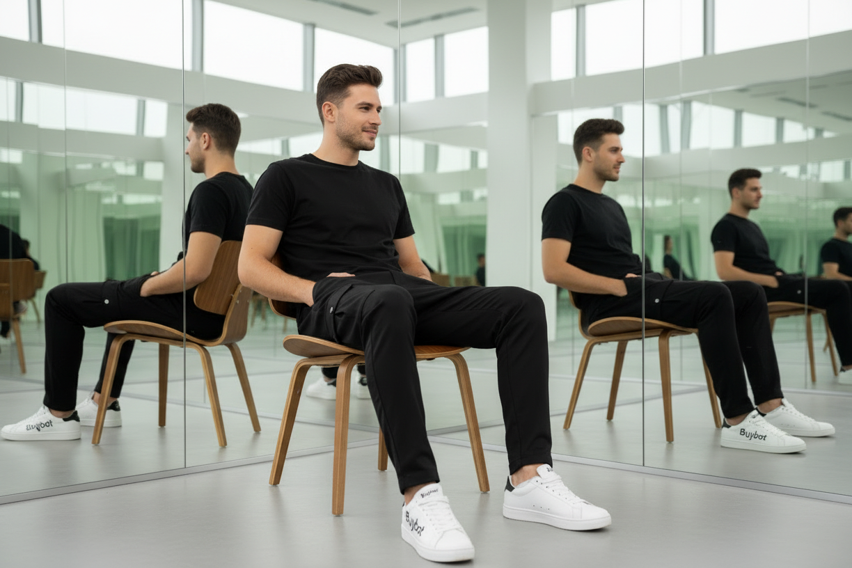 BUYBOT Men’s Black  6 (six) Pocket Cargo