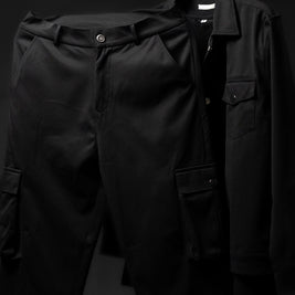 Men’s Black 2-Pocket Cargo Co-ord Set (Shacket & Cargo Pants)