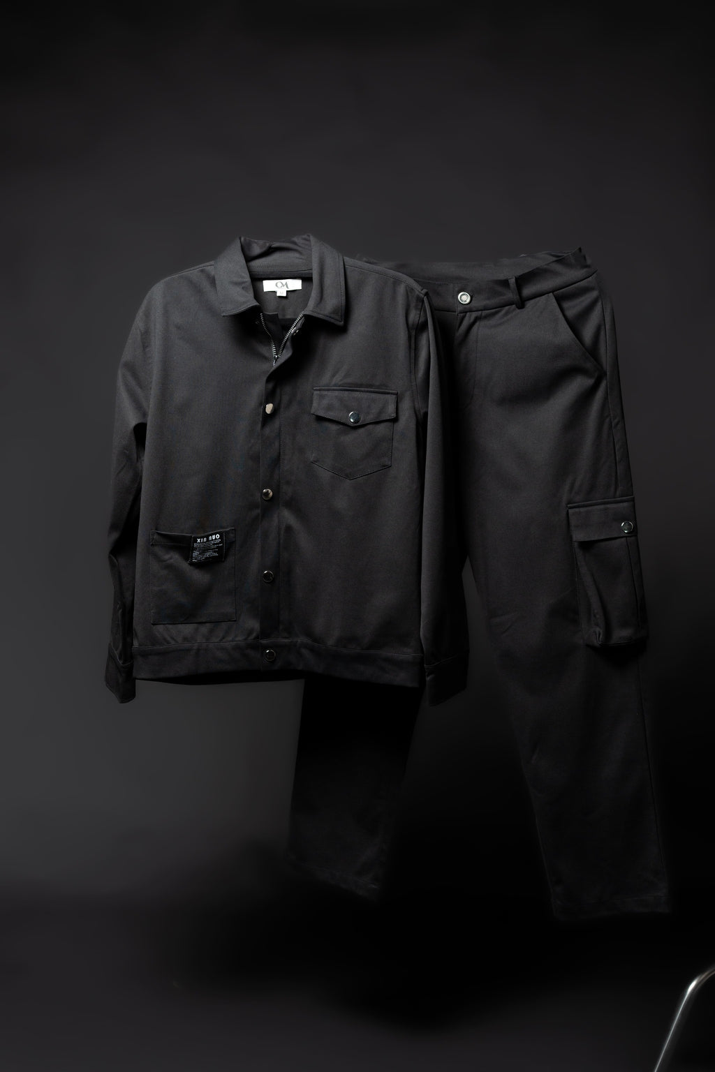Men’s Black 2-Pocket Cargo Co-ord Set (Shacket & Cargo Pants)