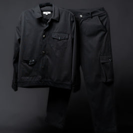 Men’s Black 2-Pocket Cargo Co-ord Set (Shacket & Cargo Pants)