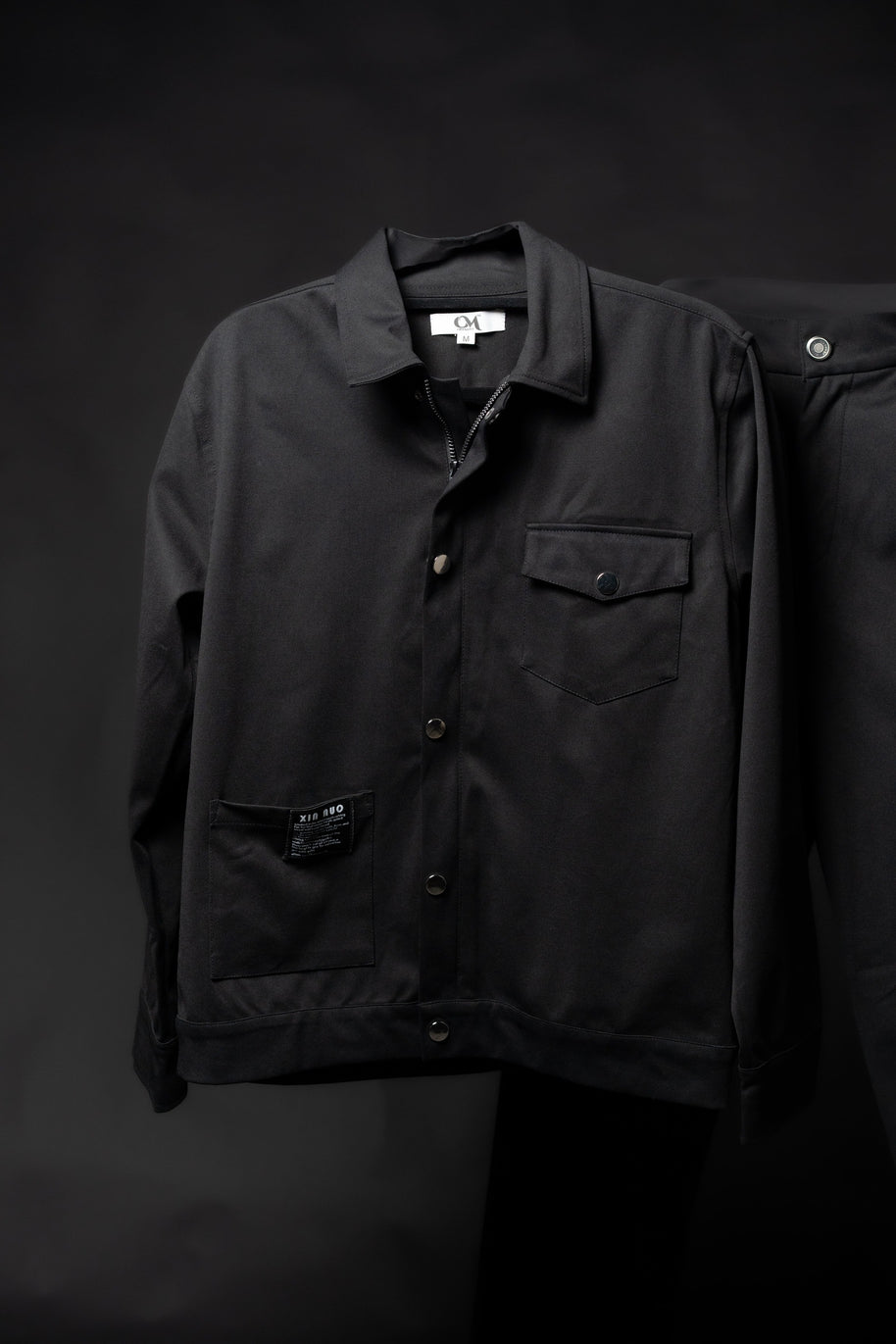 Men’s Black 2-Pocket Cargo Co-ord Set (Shacket & Cargo Pants)
