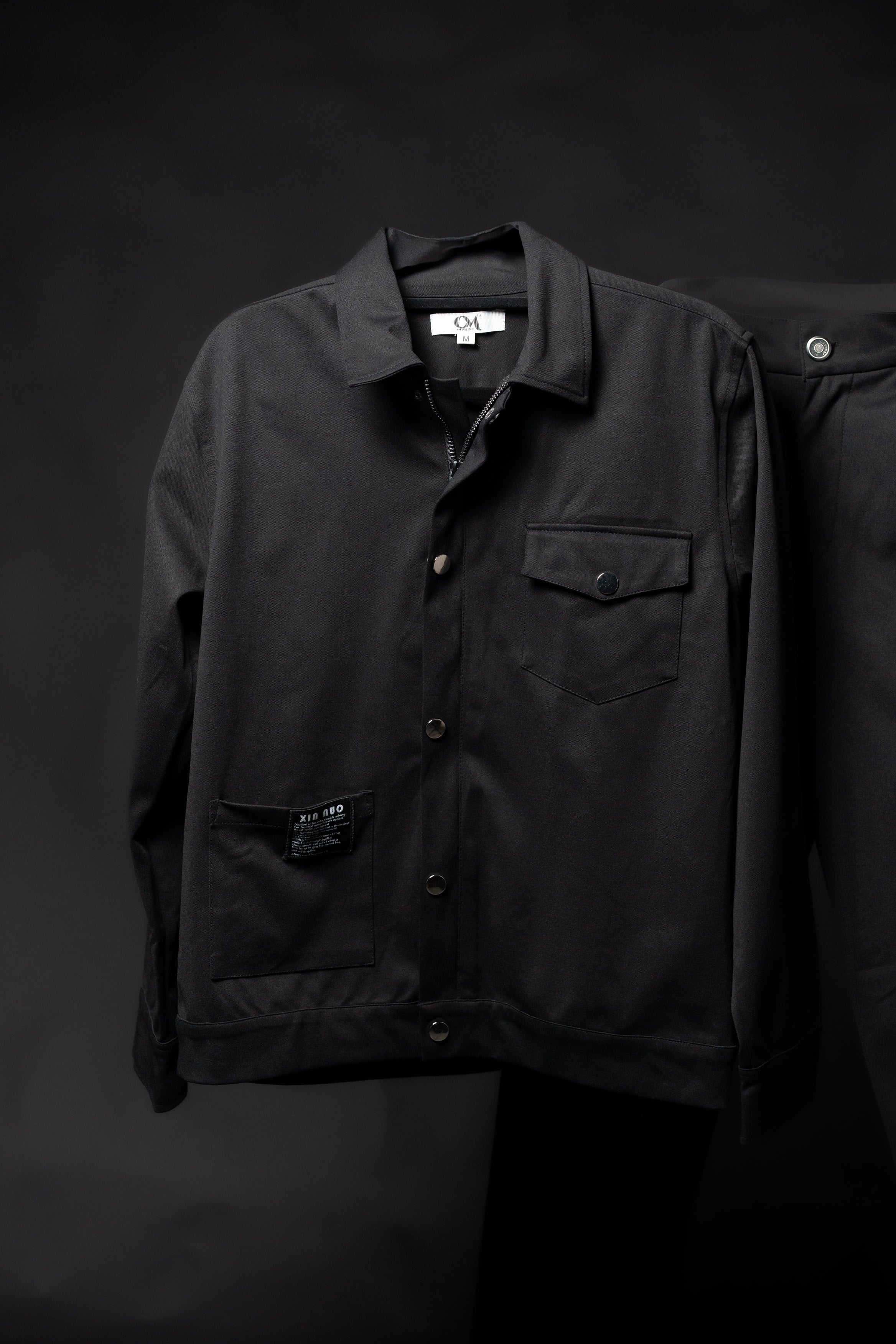Men’s Black 2-Pocket Cargo Co-ord Set (Shacket & Cargo Pants)