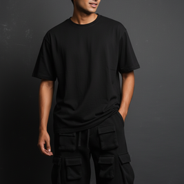 Men’s Black 4-Pocket Cargo Co-ord Set (T-Shirt & Cargo Pants)