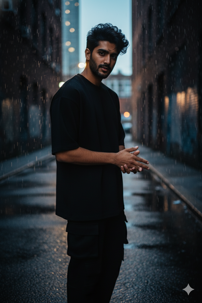 Men's 2-Piece Set – Black T-Shirt & Six-Pocket Cargo Pants, Soft Breathable Fabric, Minimalist Loungewear/Streetwear Matching Outfit