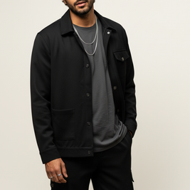 Men’s Black 2-Pocket Cargo Co-ord Set (Shacket & Cargo Pants)