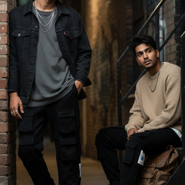 Men’s Black 6-Pocket Cargo Pants – Comfortable & Functional Streetwear