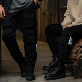 BUYBOT Men’s Black 12 (twelve)Pocket Cargo