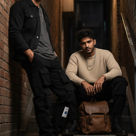 Men’s Black 6-Pocket Cargo Pants – Comfortable & Functional Streetwear