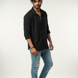Men’s Black Shirt – Relaxed Fit, Minimalist Style