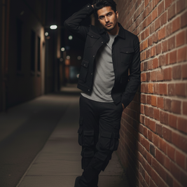 Men’s Black Shacket – Relaxed Fit, Breathable Fabric, Casual Streetwear Outerwear