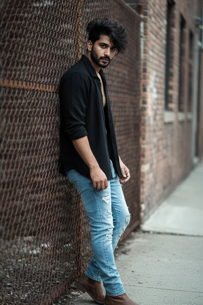 Men’s Black Shirt – Relaxed Fit, Minimalist Style