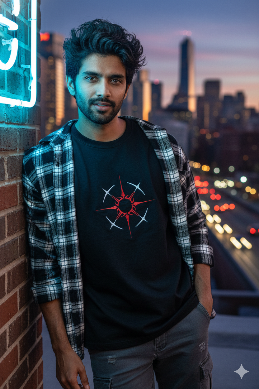 BUYBOT “ECLIPSE CORE” Oversized Tee – Red/White Edition