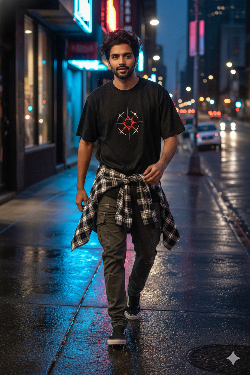 BUYBOT “ECLIPSE CORE” Oversized Tee – Red/White Edition