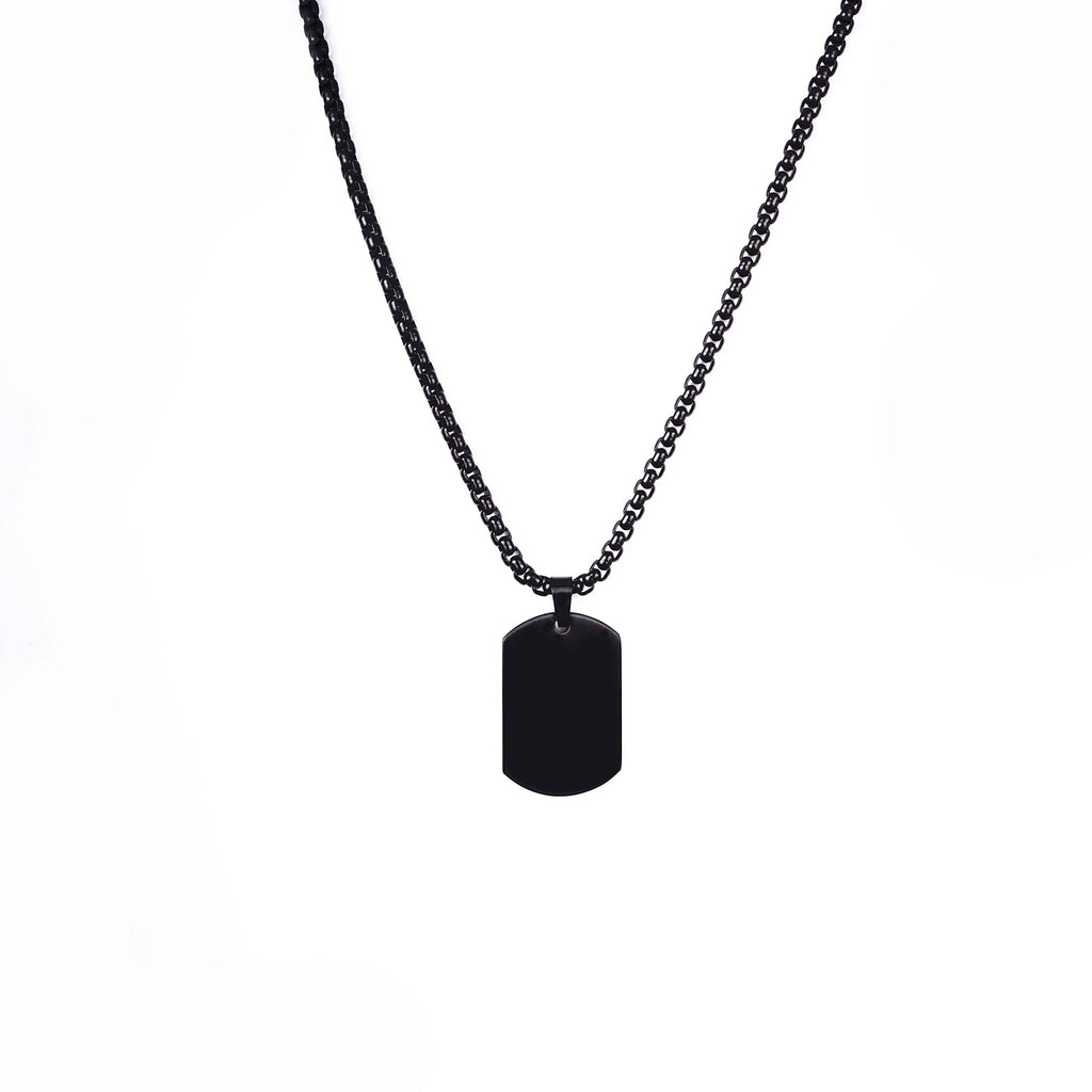 Minimalist Black Military Tag Necklace