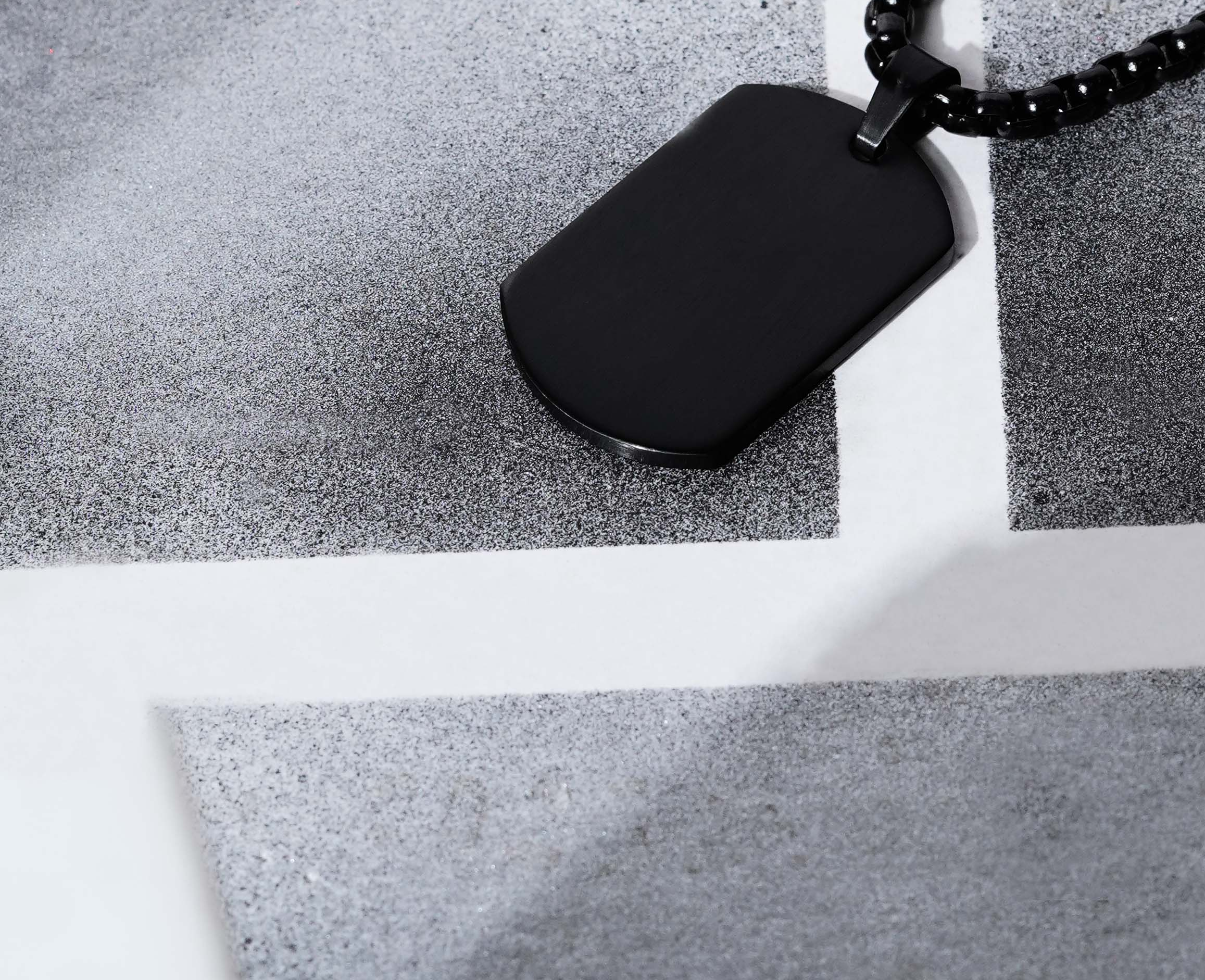 Minimalist Black Military Tag Necklace