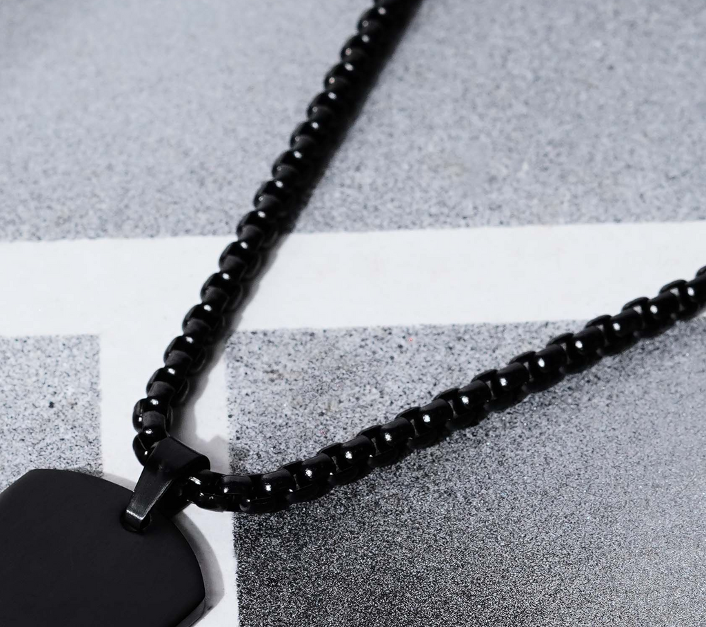 Minimalist Black Military Tag Necklace