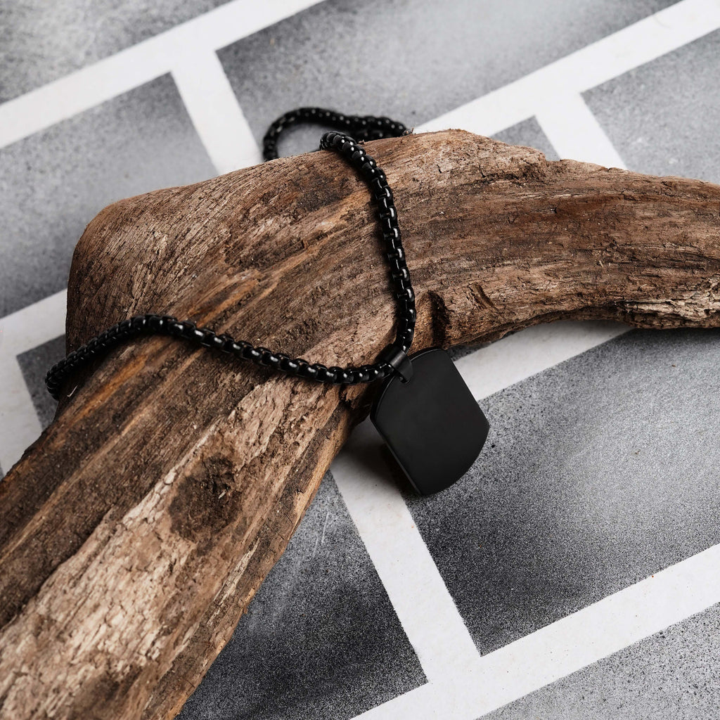 Minimalist Black Military Tag Necklace