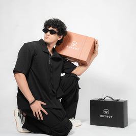 Men’s Black 6-Pocket Cargo Co-ord Set (Shirt & Cargo Pants)