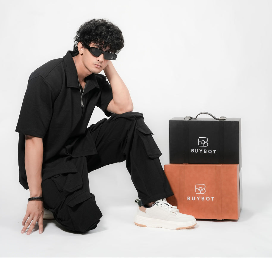 Men’s Black 6-Pocket Cargo Co-ord Set (Shirt & Cargo Pants)