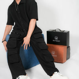 Men’s Black 6-Pocket Cargo Co-ord Set (Shirt & Cargo Pants)