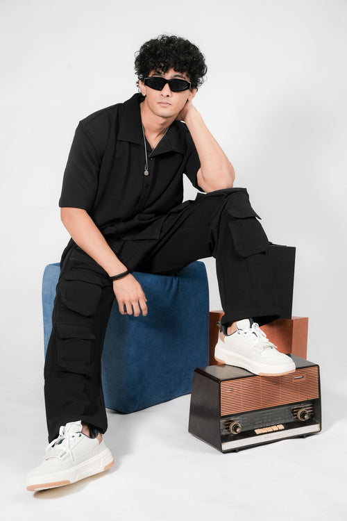 BUYBOT Men’s Black 12 (twelve)Pocket Cargo