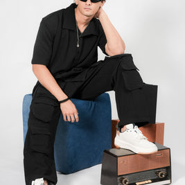 Men’s Black 6-Pocket Cargo Pants – Comfortable & Functional Streetwear