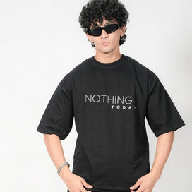 BUYBOT “Nothing Today” Minimalist Oversized Tee – Black Edition