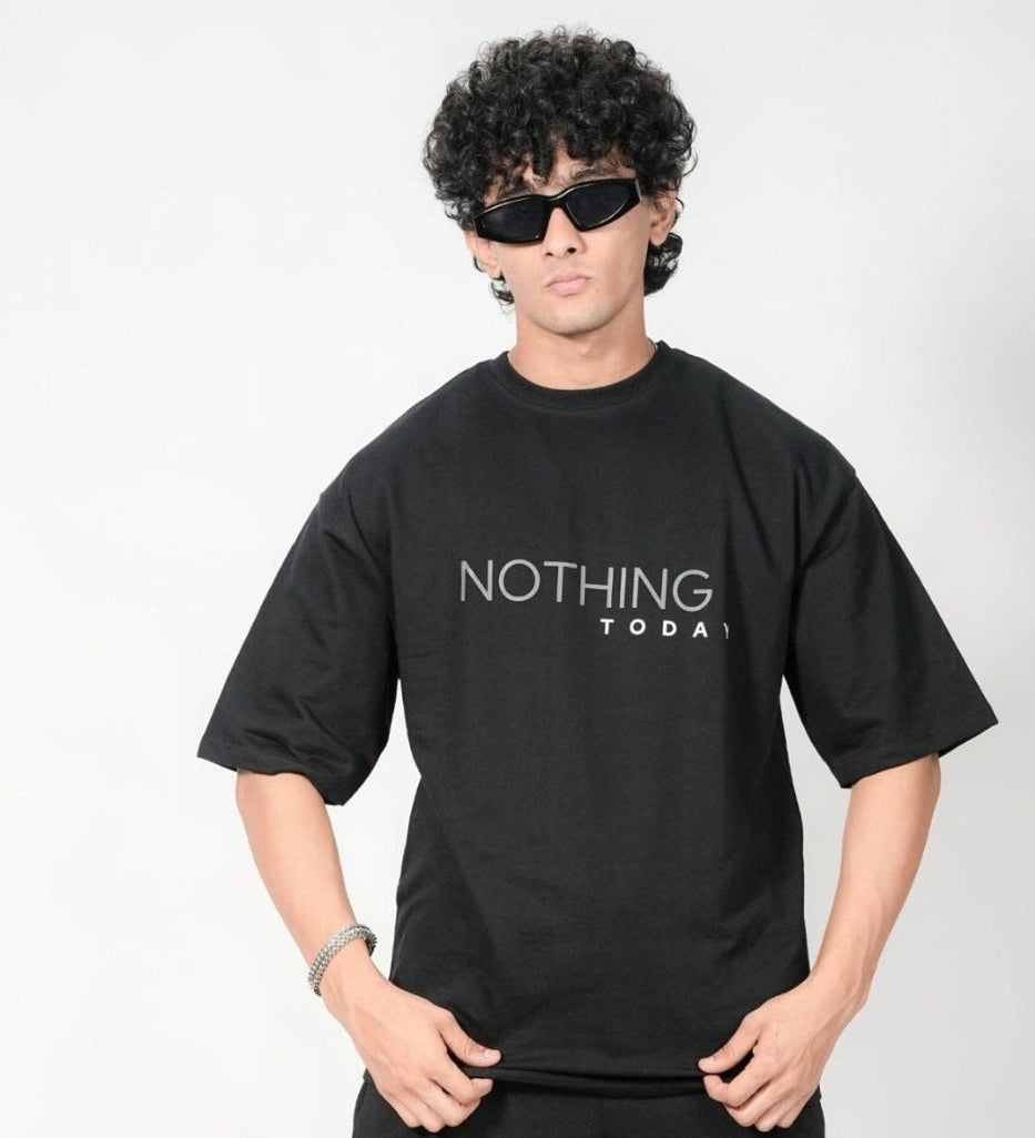 BUYBOT “Nothing Today” Minimalist Oversized Tee – Black Edition