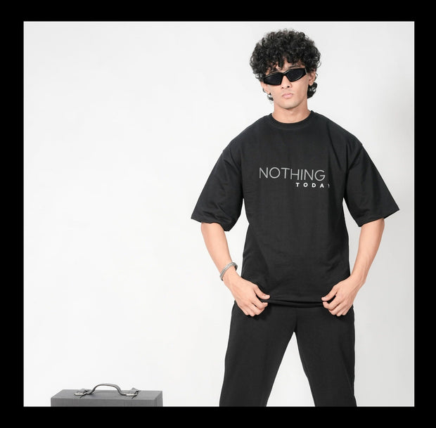 BUYBOT “Nothing Today” Minimalist Oversized Tee – Black Edition