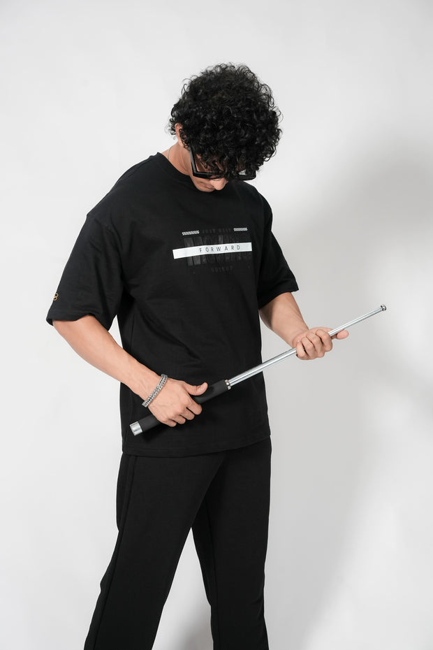 BUYBOT “Forward Motion” Graphic Oversized Tee – Black Edition