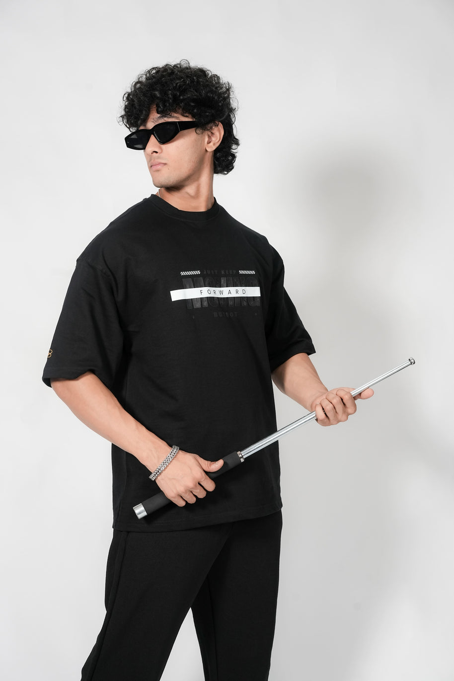 BUYBOT “Forward Motion” Graphic Oversized Tee – Black Edition