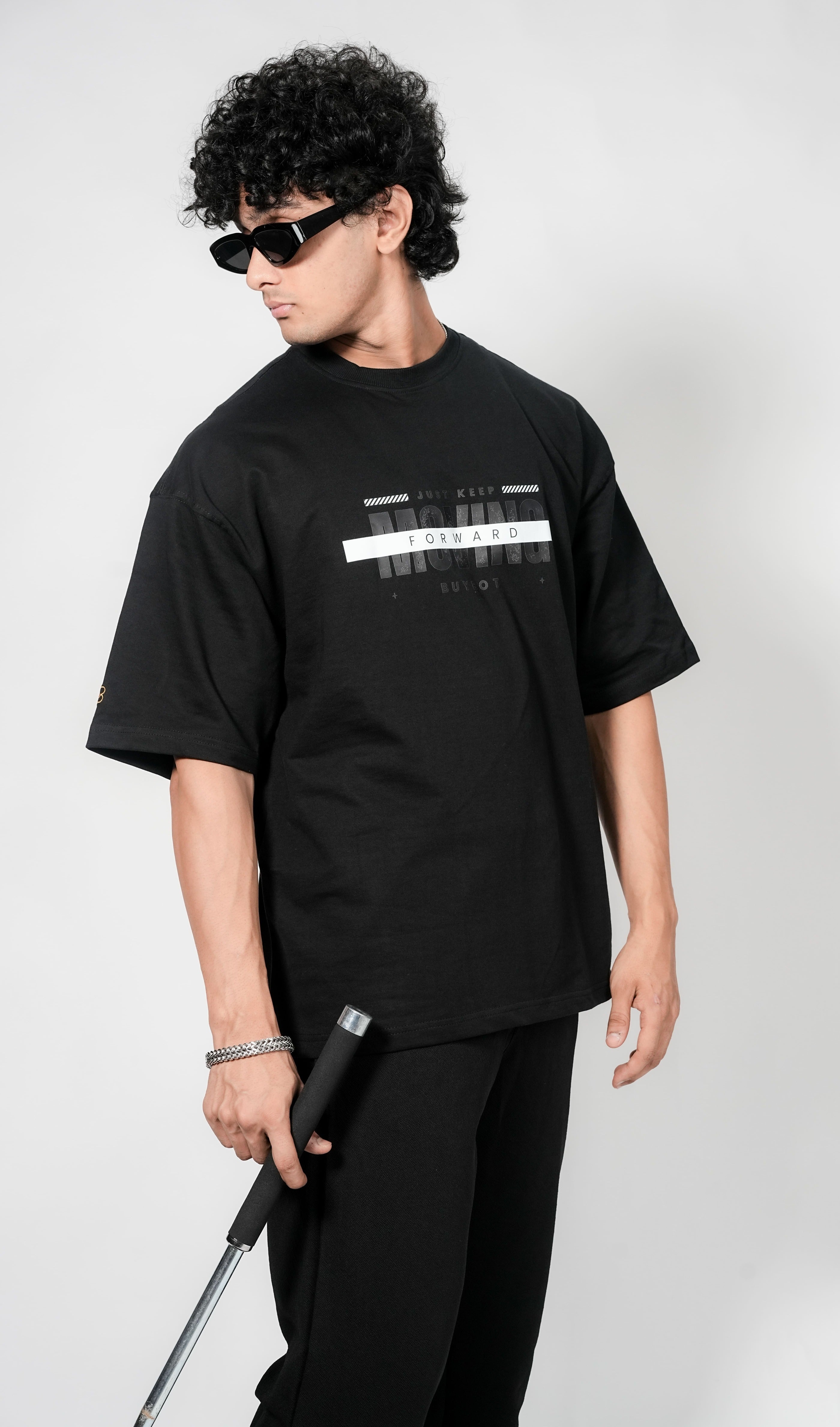 BUYBOT “Forward Motion” Graphic Oversized Tee – Black Edition