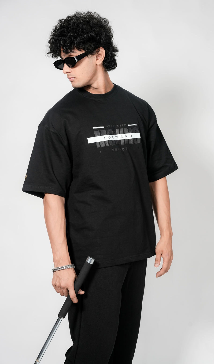 BUYBOT “Forward Motion” Graphic Oversized Tee – Black Edition