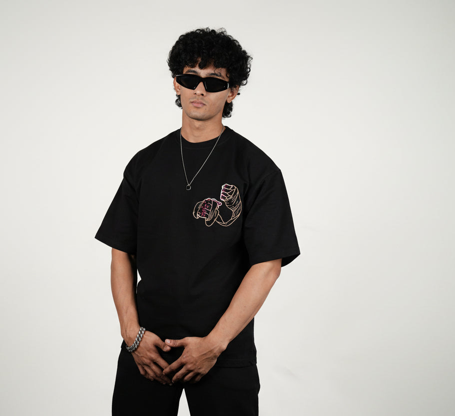 BUYBOT “Abhimaan” Embroidered Oversized Tee – Pride in Scars