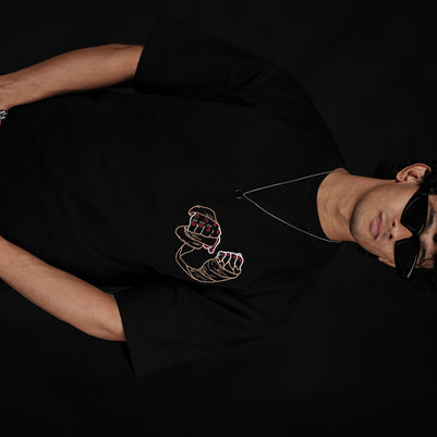 BUYBOT “Abhimaan” Embroidered Oversized Tee – Pride in Scars