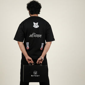 BUYBOT “Abhimaan” Embroidered Oversized Tee – Pride in Scars