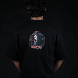 BUYBOT “Spartan Valor” Warrior Graphic Oversized Tee – Black Edition