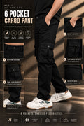 BUYBOT Men’s Black  6 (six) Pocket Cargo