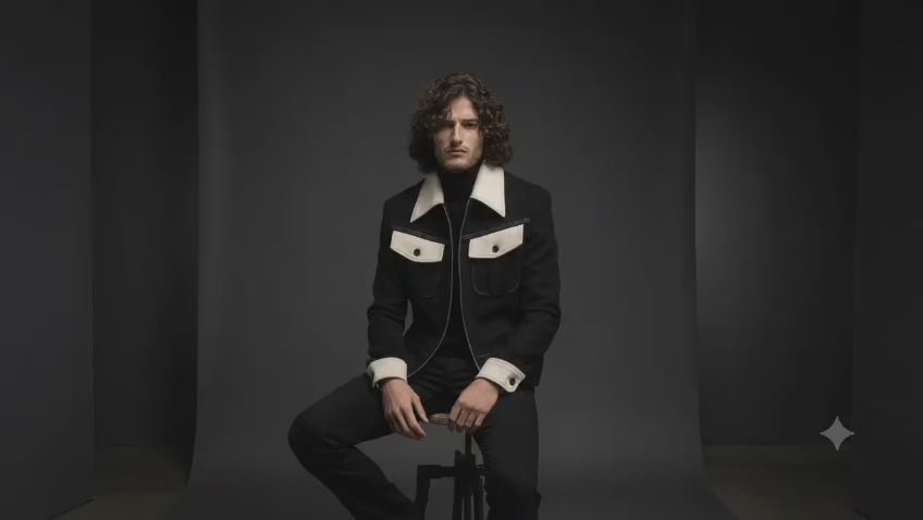 BUYBOT Black Contrast-Collar Streetwear Jacket